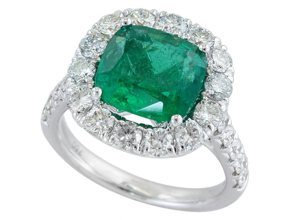 EFFY 18K WHITE GOLD NATURAL EMERALD RING
