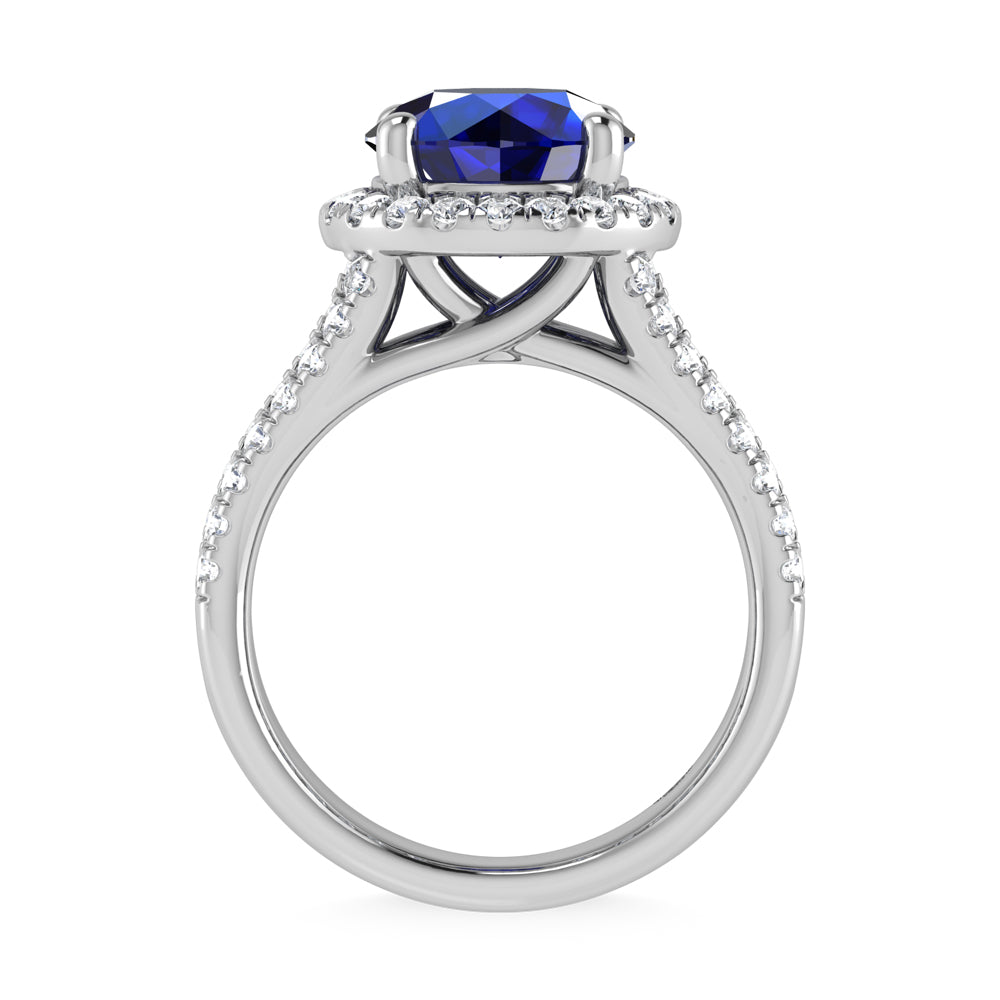 14K White Gold Lab Grown Blue Diamond 4 1/2 Ct.Tw. Engagement Ring