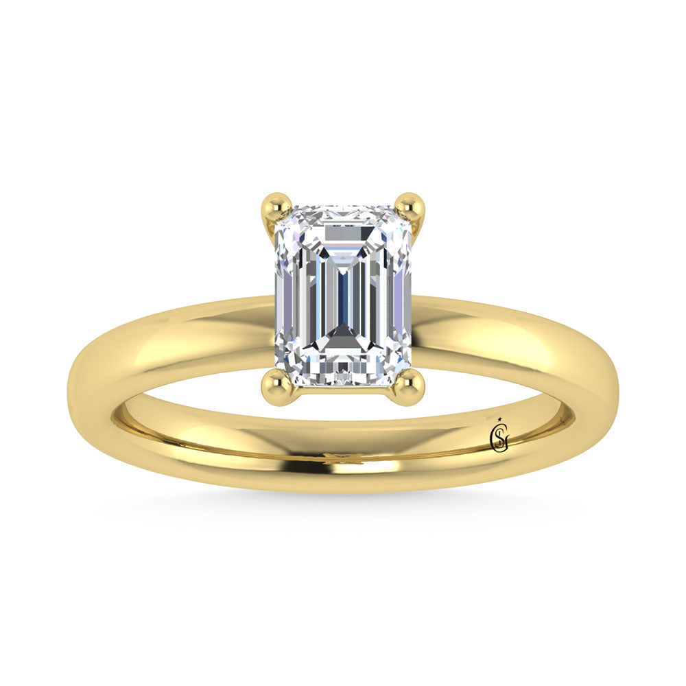 14K Yellow Gold Lab Grown Diamond 1 1/2 Ct.Tw. IGI Certified Emerald Shape Solitaire (Available from 1CT to 7CT)