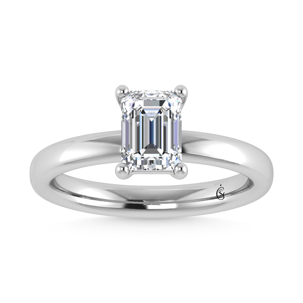 14K White Gold Lab Grown Diamond 3 Ct.Tw. IGI Certified Emerald Shape Solitaire (Available from 1CT to 7CT)