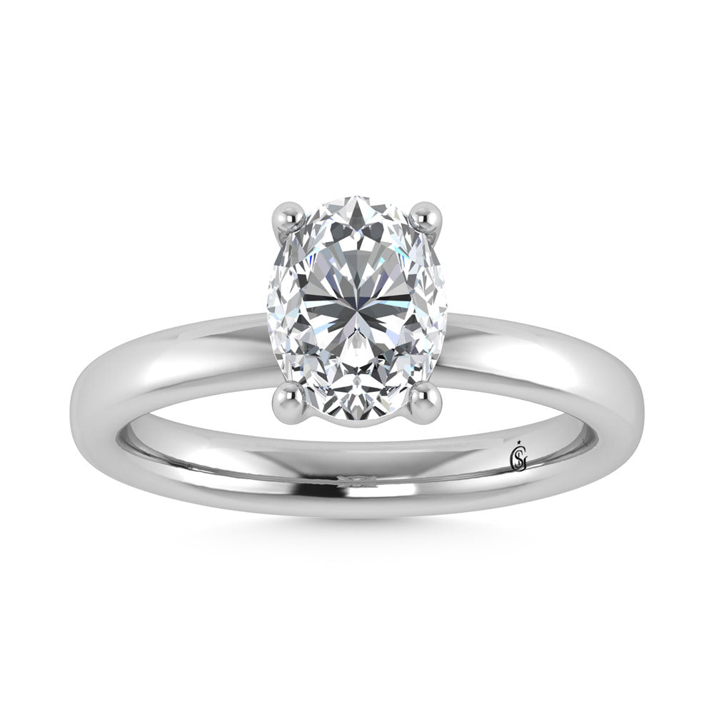 14K White Gold Lab Grown Diamond 2 Ct.Tw. IGI Certified Oval Shape Solitaire (Available from 1CT to 7CT)