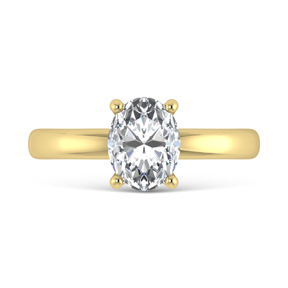 14K Yellow Gold Lab Grown Diamond 4 Ct.Tw. IGI Certified Oval Shape Solitaire (Available from 1CT to 7CT)