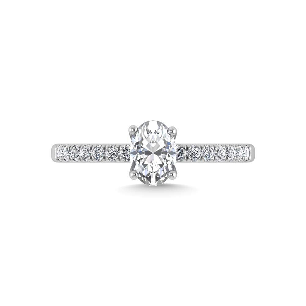 14K White Gold Lab Grown Diamond 1 1/5 Ct.Tw. IGI Certified Oval Shape Hidden Halo Engagement Ring