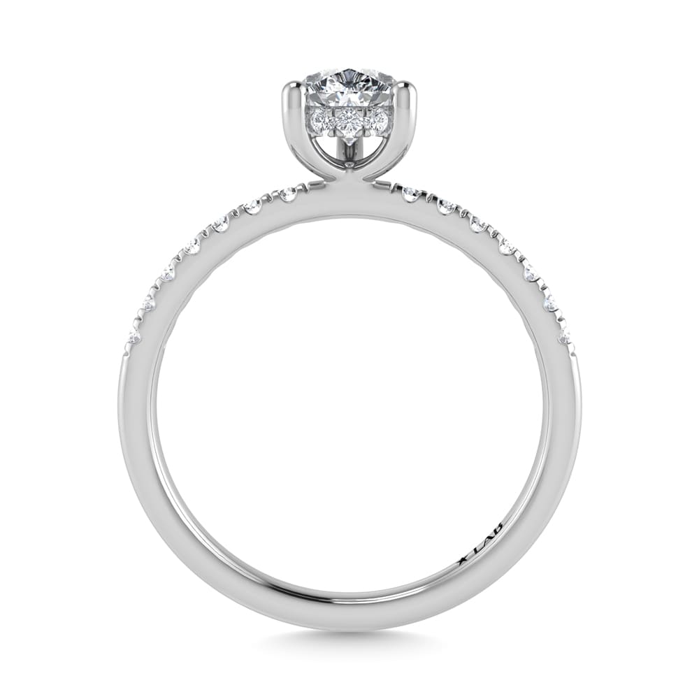 14K White Gold Lab Grown Diamond 7/8 Ct.Tw. IGI Certified Pear Shape Hidden Halo Engagement Ring
