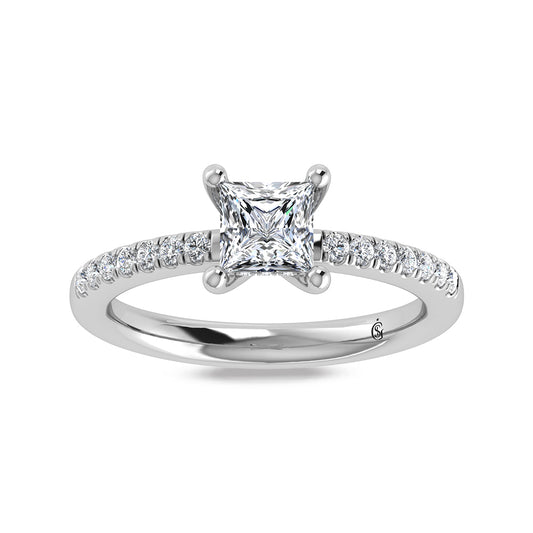 14K White Gold Princess Cut Lab Grown Diamond 1 3/4 ct.tw. Hidden Halo Engagement Ring