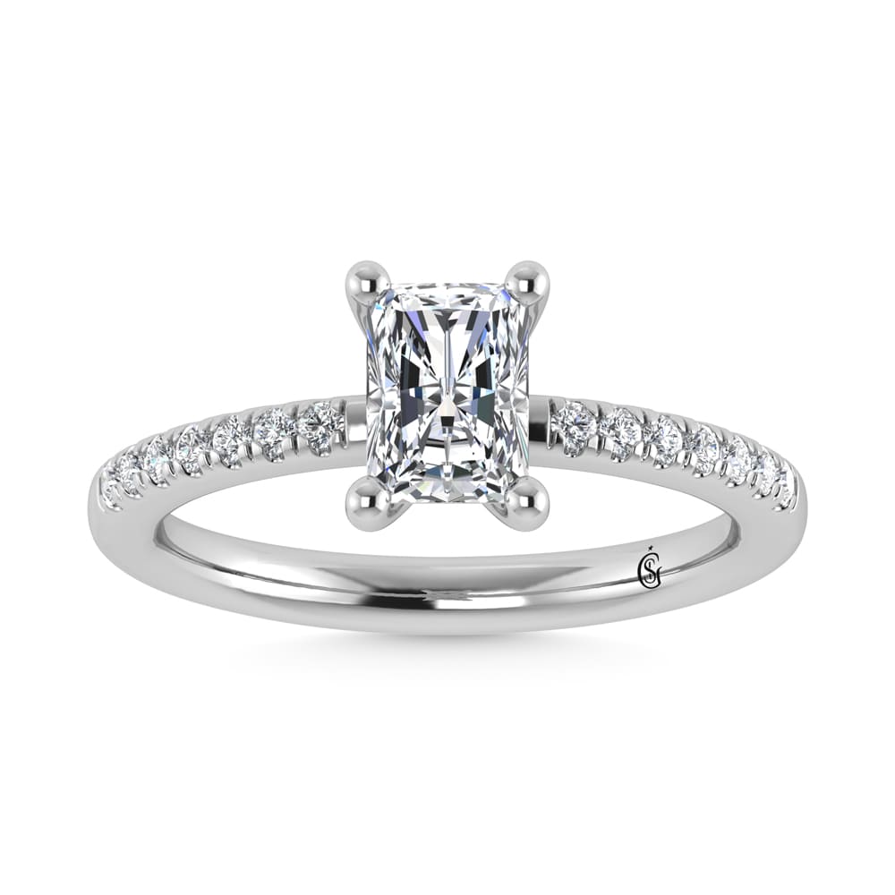 14K White Gold Lab Grown Diamond 7/8 Ct.Tw. IGI Certified Radiant Shape Hidden Halo Engagement Ring