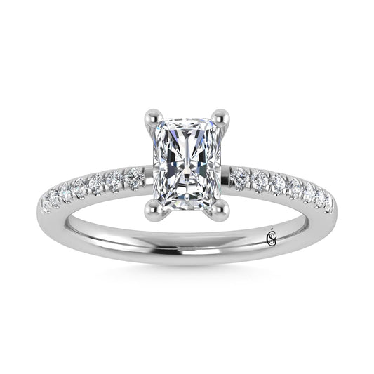 14K White Gold Lab Grown Diamond 7/8 Ct.Tw. IGI Certified Radiant Shape Hidden Halo Engagement Ring
