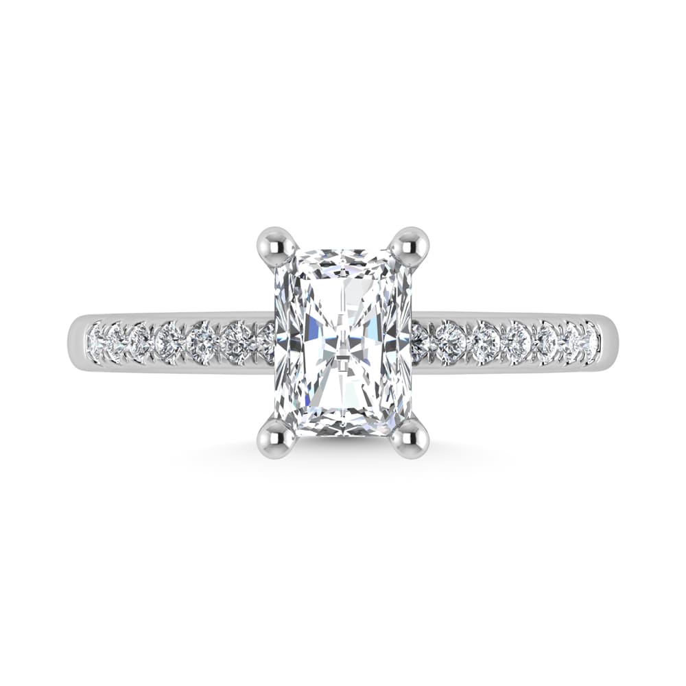 14K White Gold Lab Grown Diamond 7/8 Ct.Tw. IGI Certified Radiant Shape Hidden Halo Engagement Ring