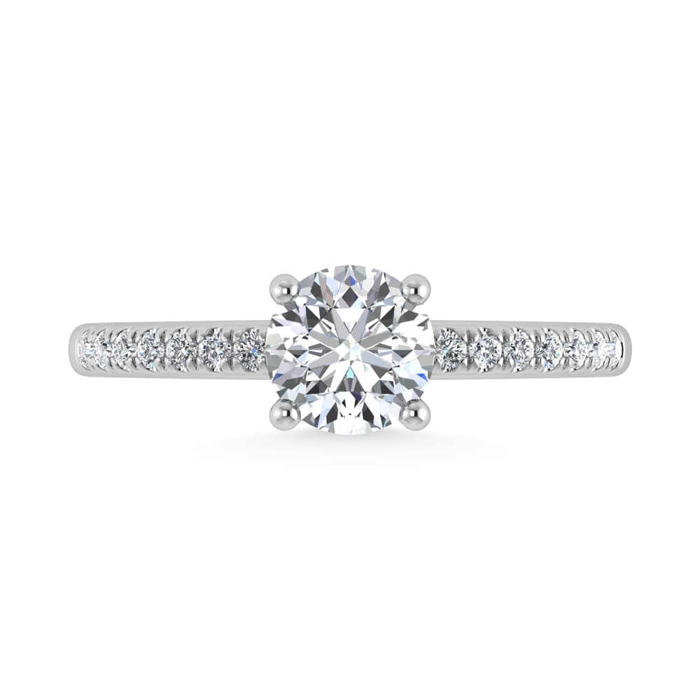 14K White Gold Lab Grown Diamond 7/8 Ct.Tw. IGI Certified Round Shape Hidden Halo Engagement Ring