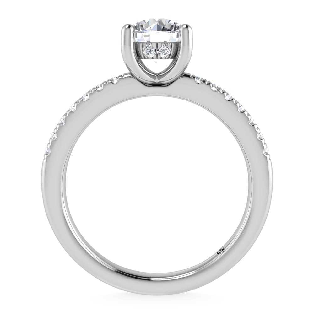 14K White Gold Lab Grown Diamond 7/8 Ct.Tw. IGI Certified Round Shape Hidden Halo Engagement Ring