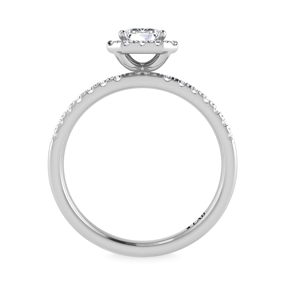14K White Gold Lab Grown Diamond  1 1/4 Ct.Tw. IGI Certified Emerald Shape Halo Engagement Ring