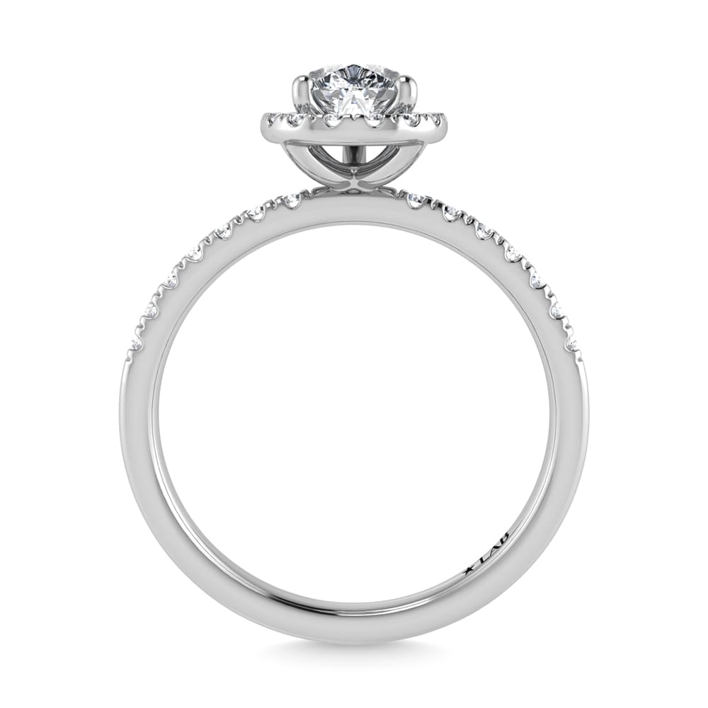 14K White Gold Lab Grown Diamond  1 Ct.Tw. IGI Certified Pear Shape Halo Engagement Ring