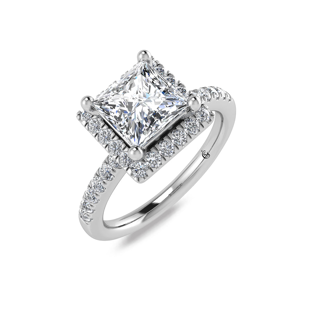 14K White Gold Princess Cut Lab Grown Diamond 3 3/8 ct.tw. Halo Engagement Ring