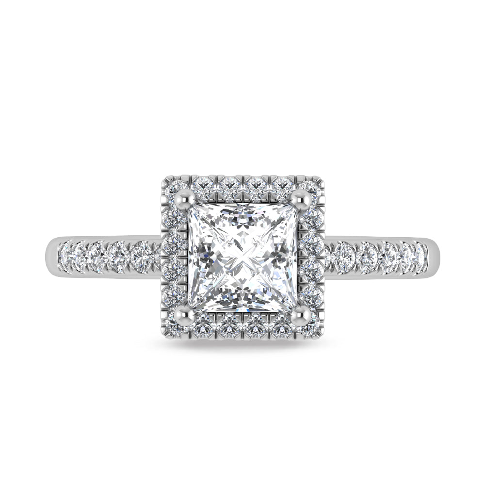 14K White Gold Princess Cut Lab Grown Diamond 4 3/8 ct.tw. Halo Engagement Ring