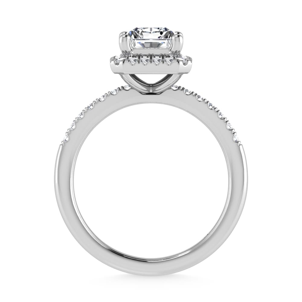 14K White Gold Lab Grown Diamond 1 3/4 Ct.Tw. Radiant Shape Halo Engagement Ring  (Center 1 1/2 ct)