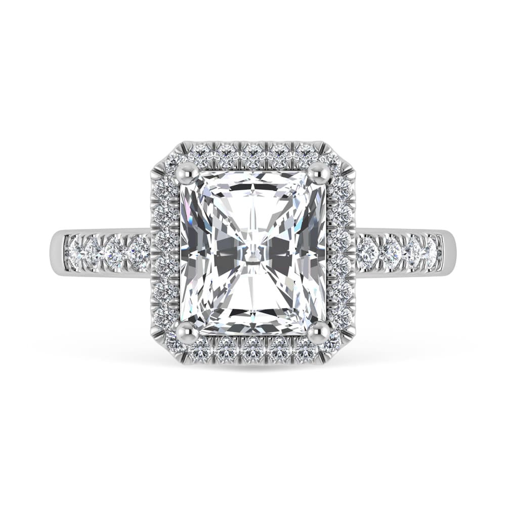 14K White Gold Lab Grown Diamond 3 1/3 Ct.Tw. Radiant Shape Halo Engagement Ring