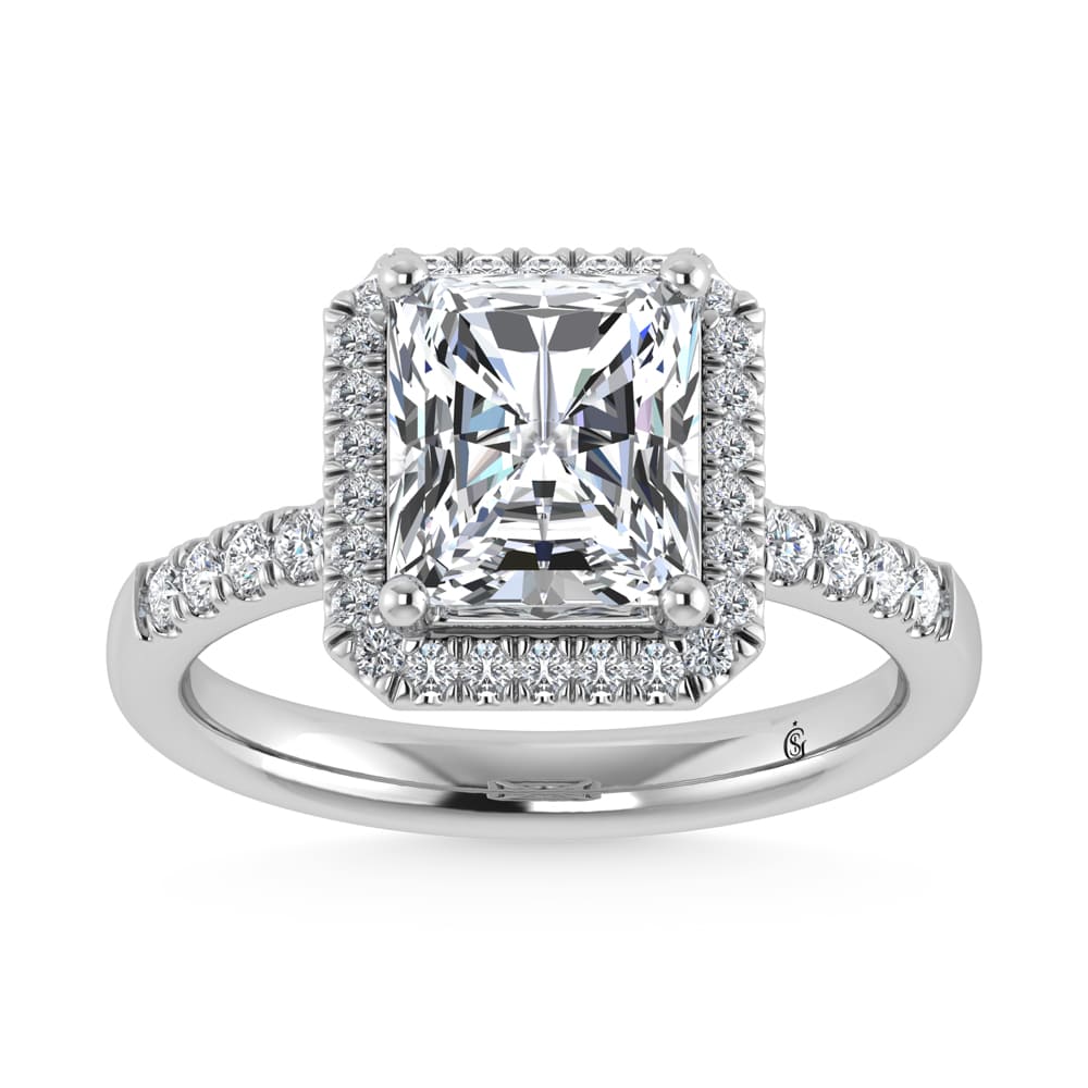14K White Gold Lab Grown Diamond 4 1/3 Ct.Tw. Radiant Shape Halo Engagement Ring