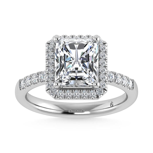 14K White Gold Lab Grown Diamond 4 1/3 Ct.Tw. Radiant Shape Halo Engagement Ring
