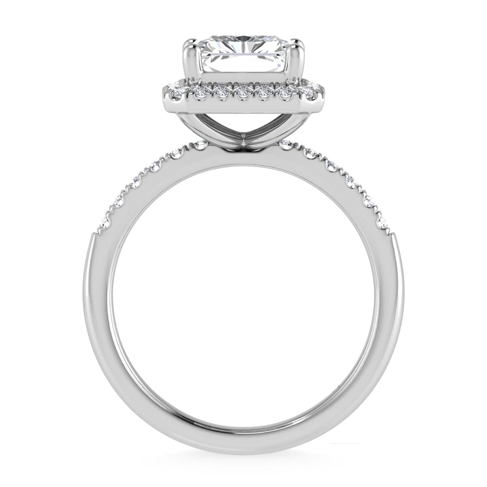 14K White Gold Lab Grown Diamond 4 1/3 Ct.Tw. Radiant Shape Halo Engagement Ring