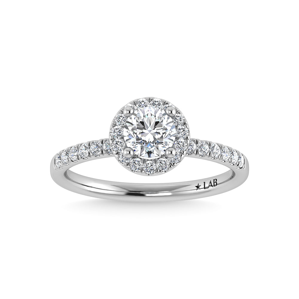 14K Rose Gold Lab Grown Diamond  1 Ct.Tw. IGI Certified Round Shape Halo Engagement Ring