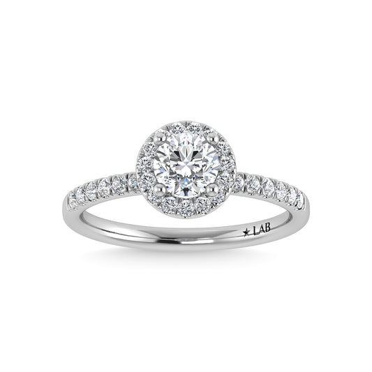 14K Rose Gold Lab Grown Diamond  1 Ct.Tw. IGI Certified Round Shape Halo Engagement Ring
