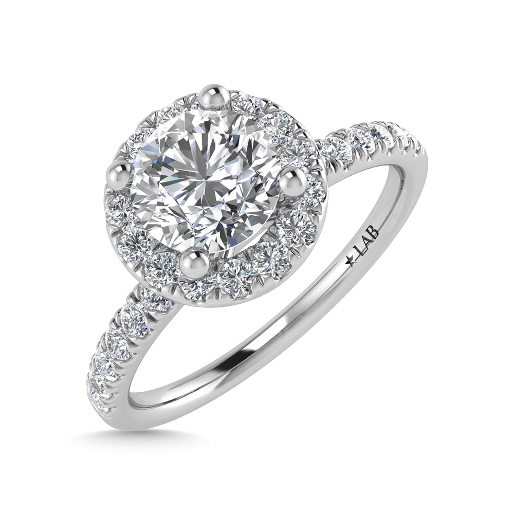 14K Rose Gold Lab Grown Diamond  1 Ct.Tw. IGI Certified Round Shape Halo Engagement Ring