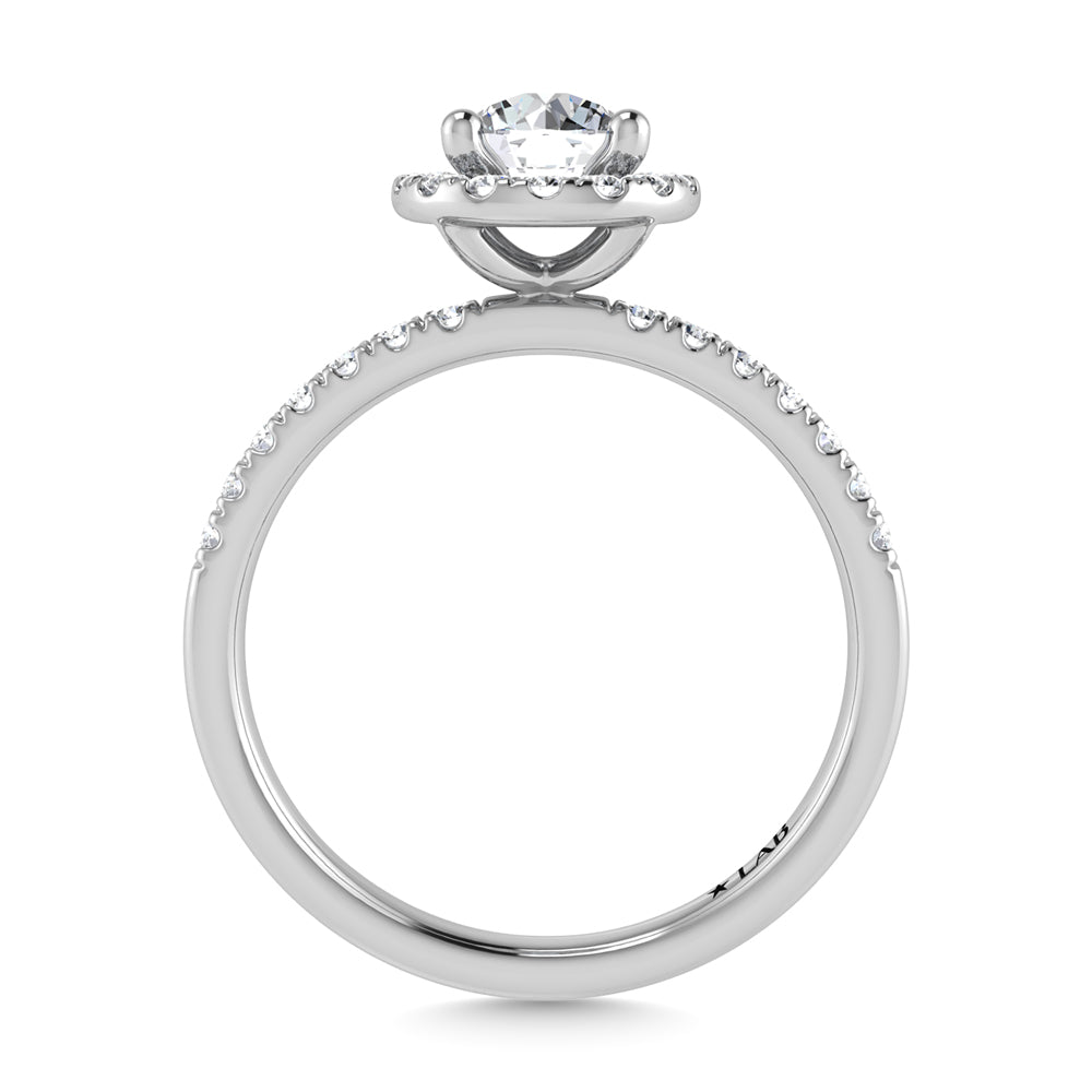14K White Gold Lab Grown Diamond  2 1/4 Ct.Tw. IGI Certified Round Shape Halo Engagement Ring