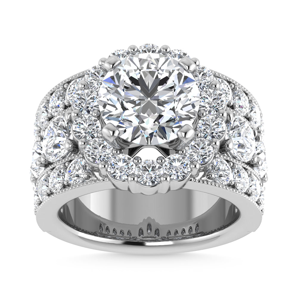 14K  White Gold Lab Grown Diamond 6 Ct.Tw.( 3 Ctw Center) Engagement Ring