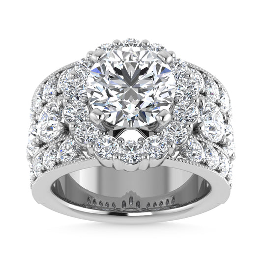 14K  White Gold Lab Grown Diamond 6 Ct.Tw.( 3 Ctw Center) Engagement Ring