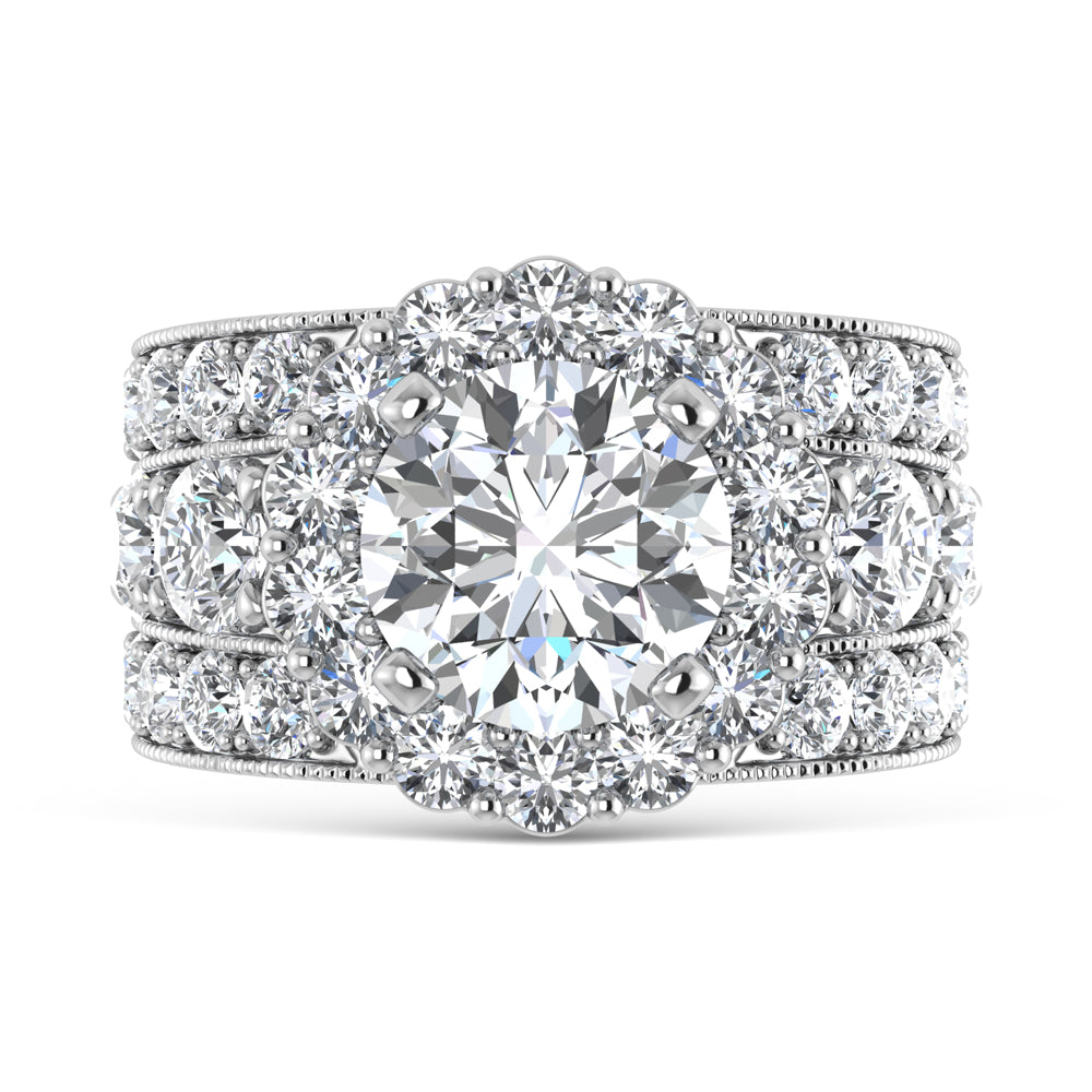14K  White Gold Lab Grown Diamond 6 Ct.Tw.( 3 Ctw Center) Engagement Ring