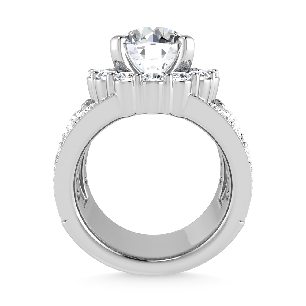 14K  White Gold Lab Grown Diamond 6 Ct.Tw.( 3 Ctw Center) Engagement Ring
