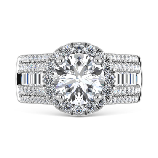 14K White Gold Lab Grown Diamond 4 ct.tw. Engagement Ring (Center 2ctw)