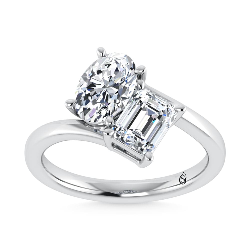 14K White Gold Lab Grown Diamond 2 Ct.Tw. Two Stone Ring