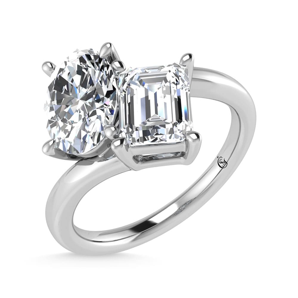 14K White Gold Lab Grown Diamond 2 Ct.Tw. Two Stone Ring