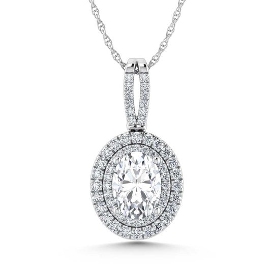 14K White Gold Lab Grown Diamond 1/2 Ct.Tw. Oval Shape Fashion Pendant