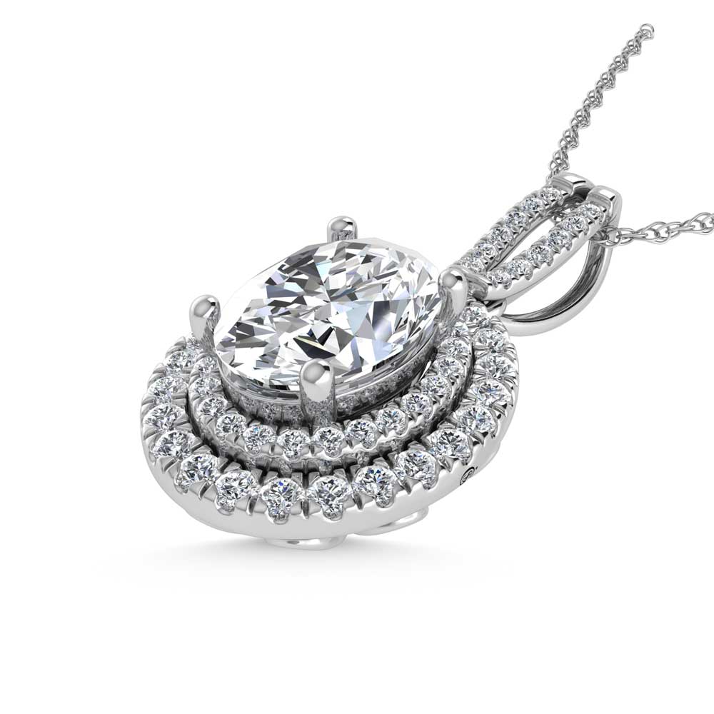 14K White Gold Lab Grown Diamond 1/2 Ct.Tw. Oval Shape Fashion Pendant