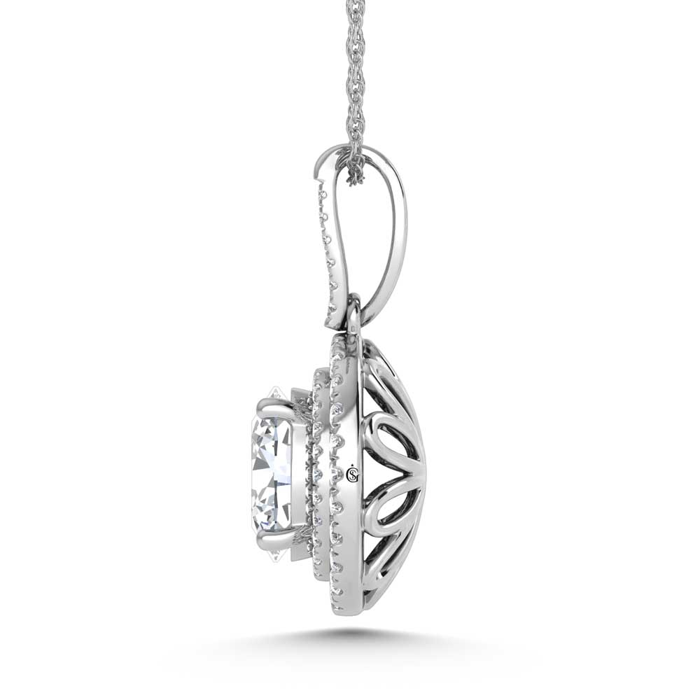 14K White Gold Lab Grown Diamond 1/2 Ct.Tw. Oval Shape Fashion Pendant