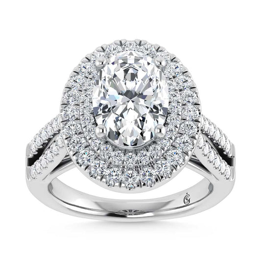 14K White Gold Lab Grown Diamond 3 7/8 Ct.Tw. Oval Shape Fashion Ring