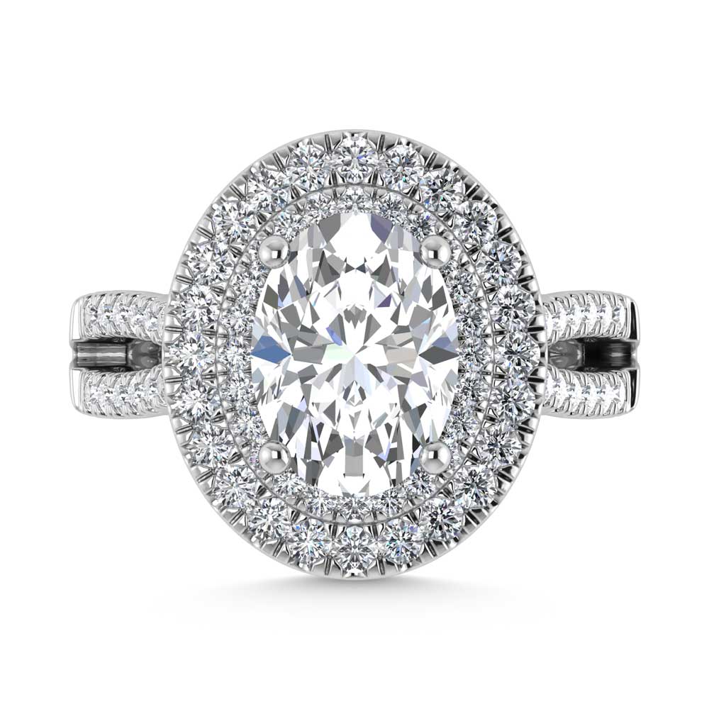 14K White Gold Lab Grown Diamond 3 7/8 Ct.Tw. Oval Shape Fashion Ring