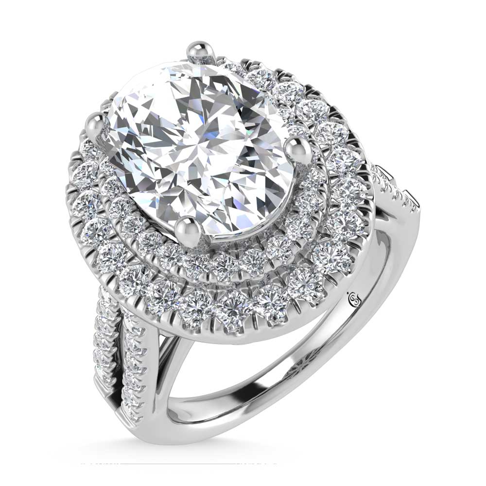 14K White Gold Lab Grown Diamond 3 7/8 Ct.Tw. Oval Shape Fashion Ring