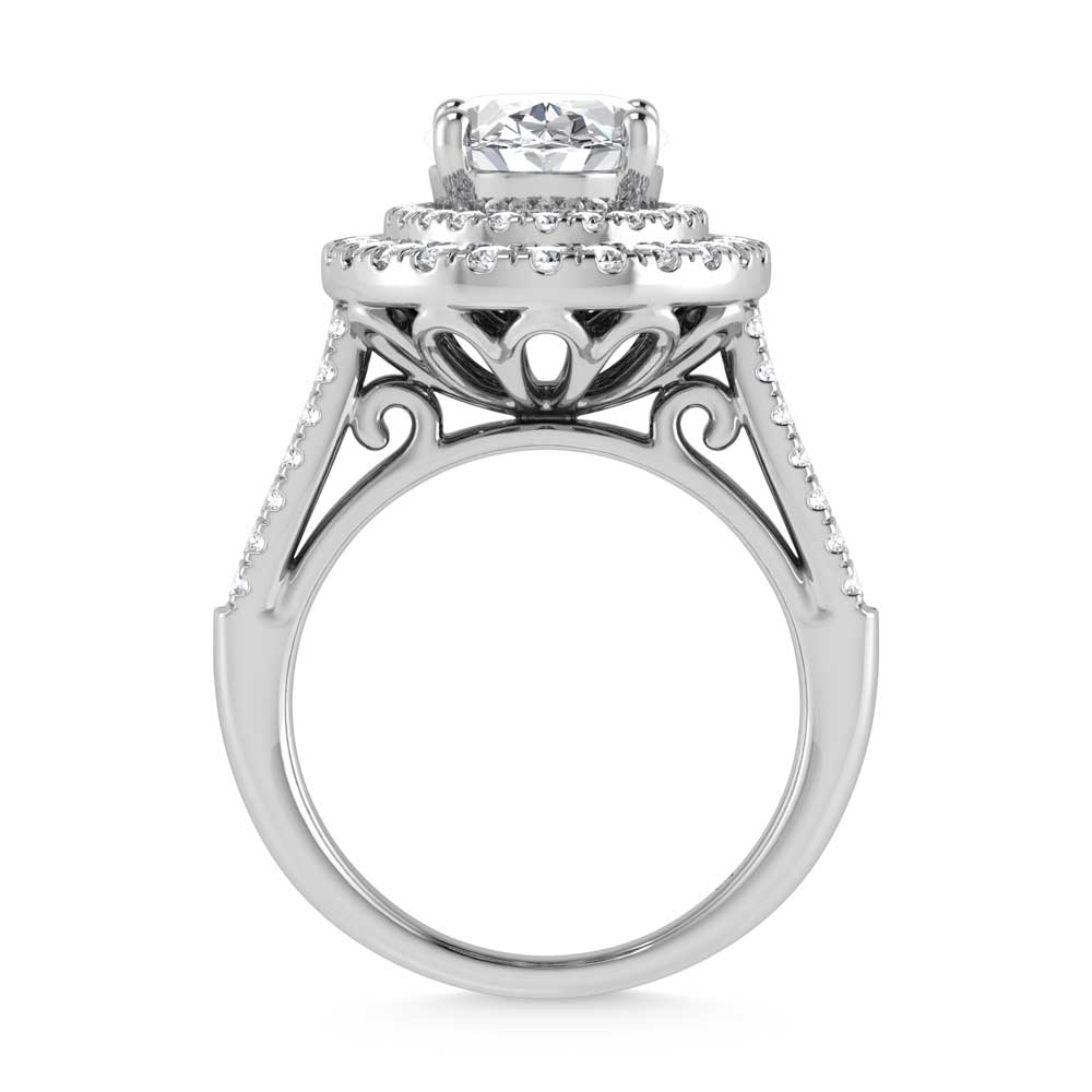 14K White Gold Lab Grown Diamond 3 7/8 Ct.Tw. Oval Shape Fashion Ring