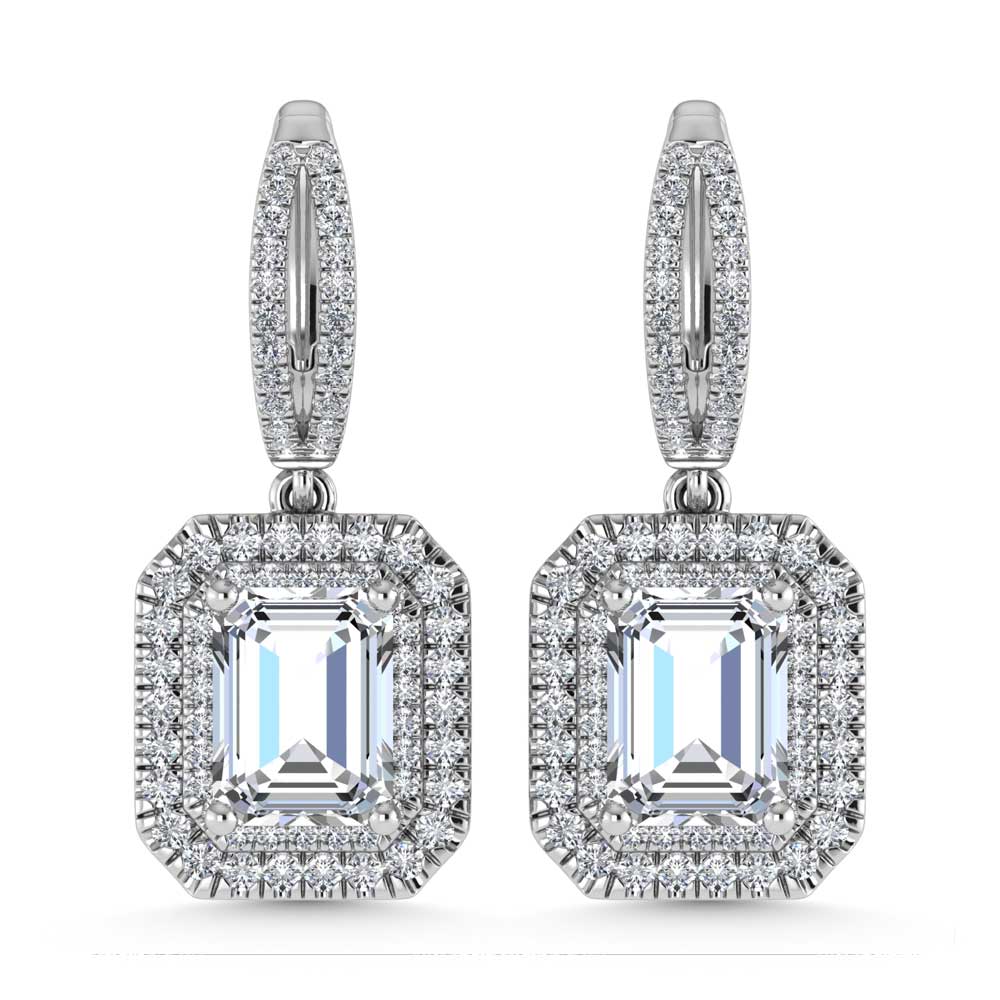 14K White Gold Lab Grown Diamond 5 Ct.Tw. Emerald Shape Fashion Earring