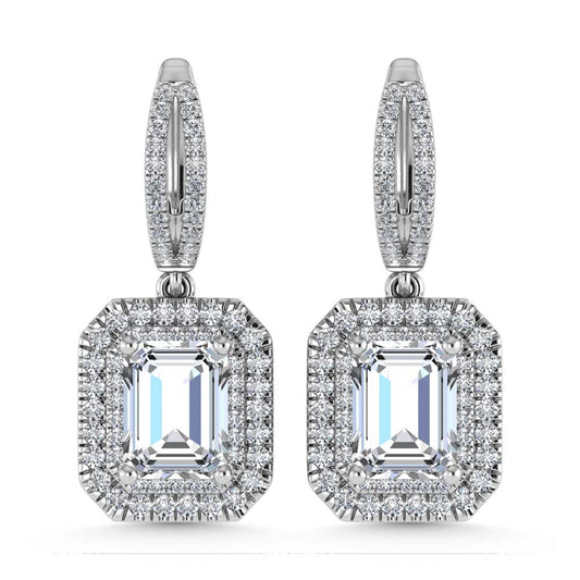 14K White Gold Lab Grown Diamond 5 Ct.Tw. Emerald Shape Fashion Earring