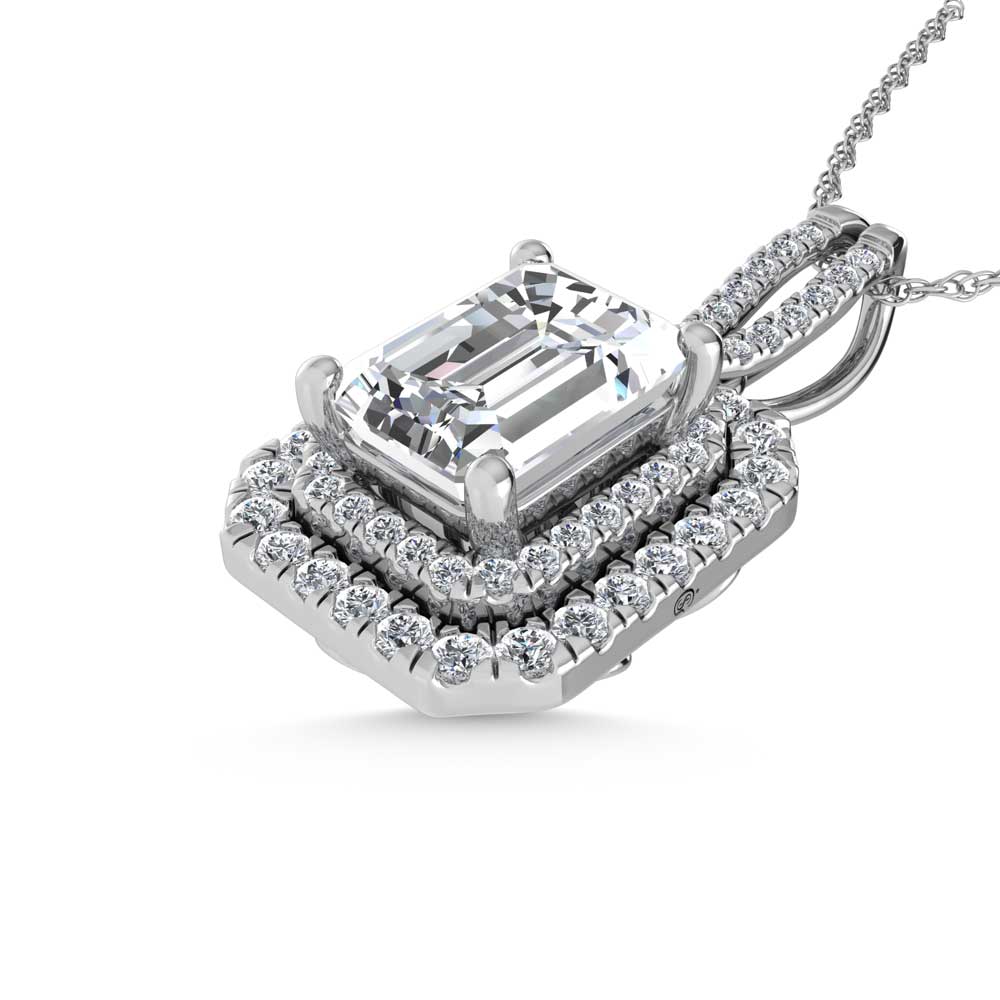 14K White Gold Lab Grown Diamond 3 3/4 Ct.Tw. Emerald Shape Fashion Pendant