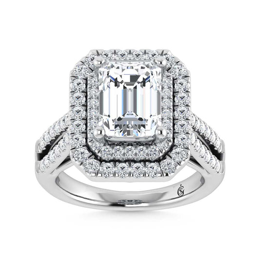 14K White Gold Lab Grown Diamond 4 Ct.Tw. Emerald Shape Fashion Ring