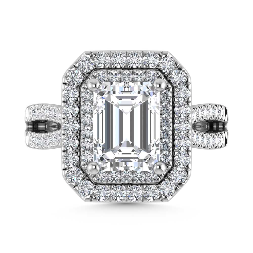 14K White Gold Lab Grown Diamond 4 Ct.Tw. Emerald Shape Fashion Ring