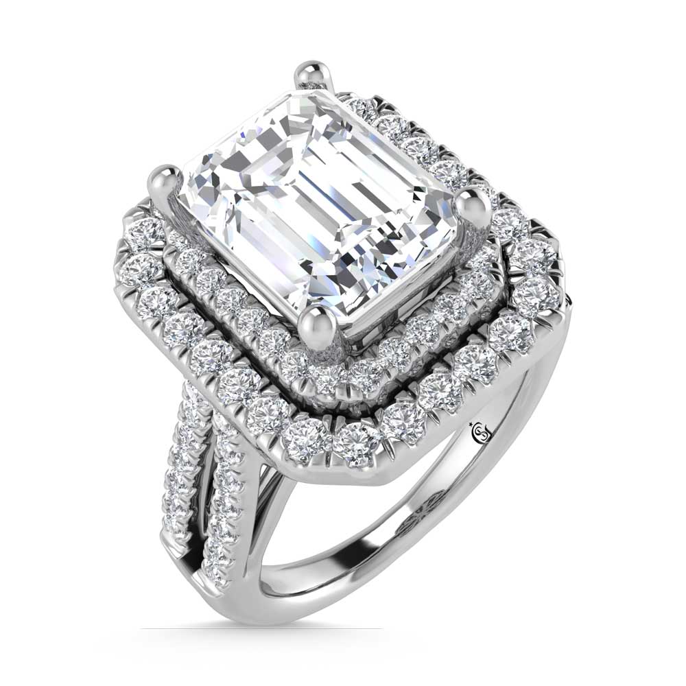 14K White Gold Lab Grown Diamond 4 Ct.Tw. Emerald Shape Fashion Ring