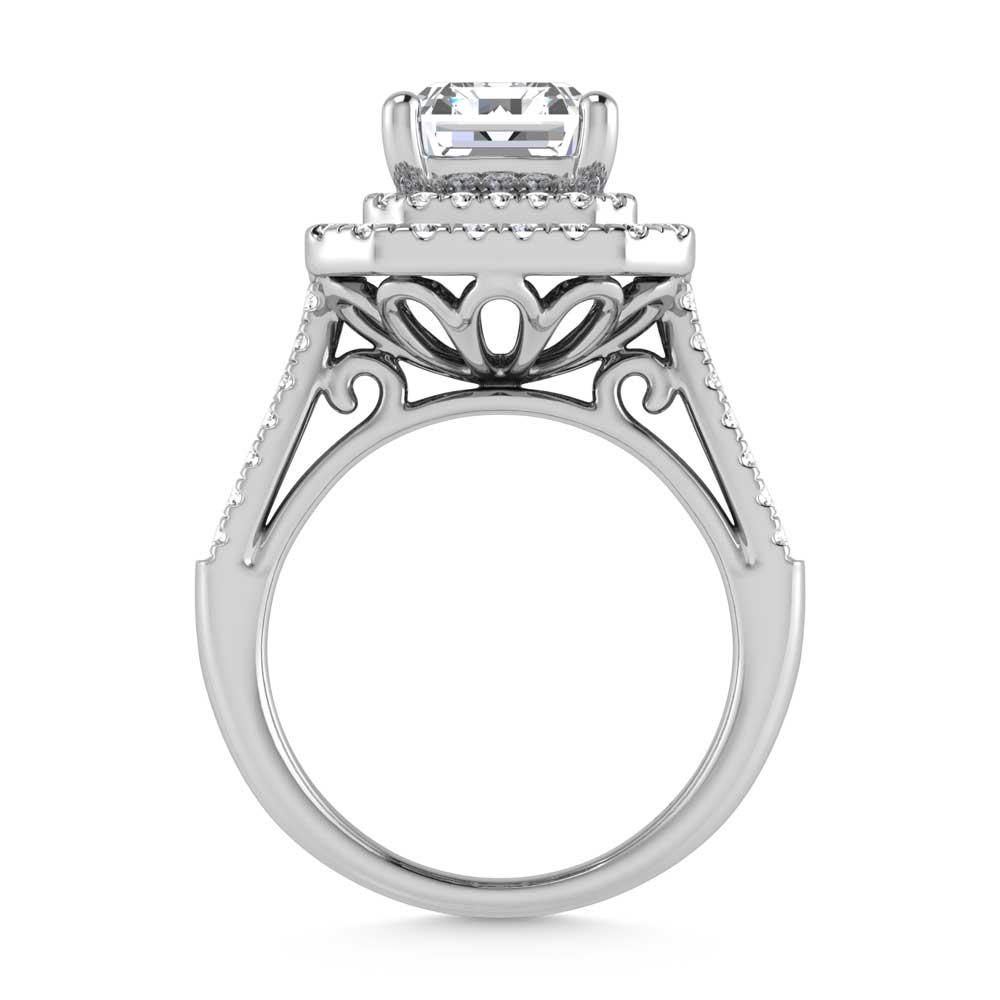 14K White Gold Lab Grown Diamond 4 Ct.Tw. Emerald Shape Fashion Ring