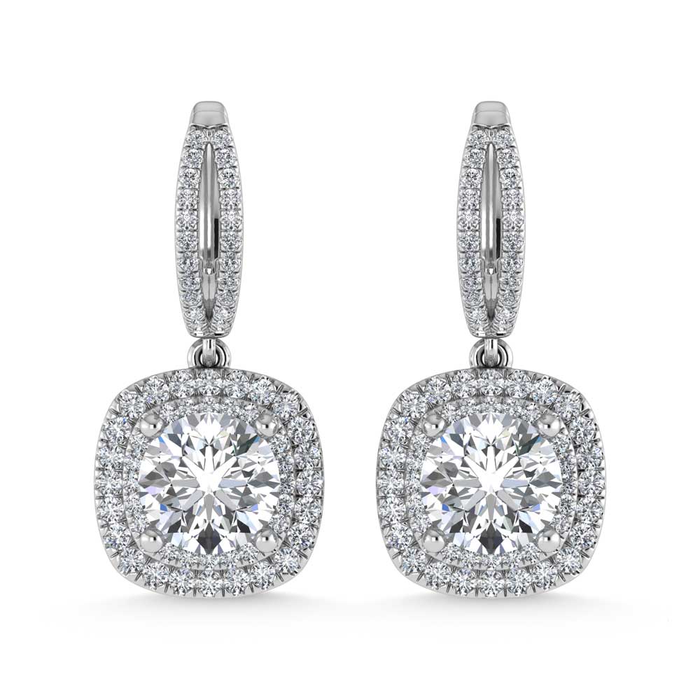 14K White Gold Lab Grown Diamond 4 3/4 Ct.Tw. Round Shape Fashion Earring