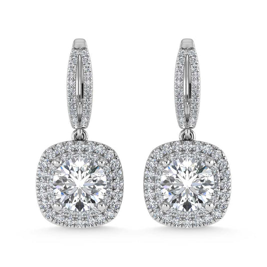14K White Gold Lab Grown Diamond 4 3/4 Ct.Tw. Round Shape Fashion Earring